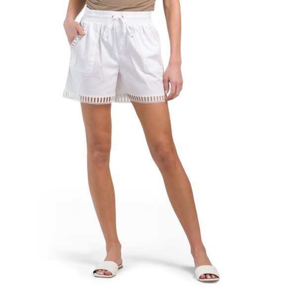 PALM RIO White Cotton Blend Shorts - Picture 1 of 2